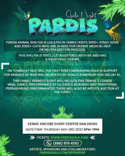 1st fundraiser and dinner GALA to support Animals in Iran hosted by Pardis GALA ticket - Image 2
